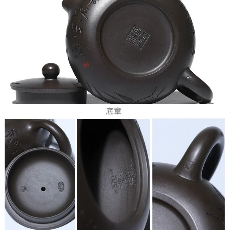 Olla maestra de arcilla púrpura china tallada a mano original Ore Real Yixing Zisha Foto 4 de 4