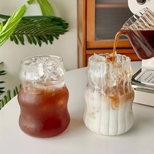 Vintage Trinkglas Gläser Wellenglas Kürbisform Eiskaffeetassen UK