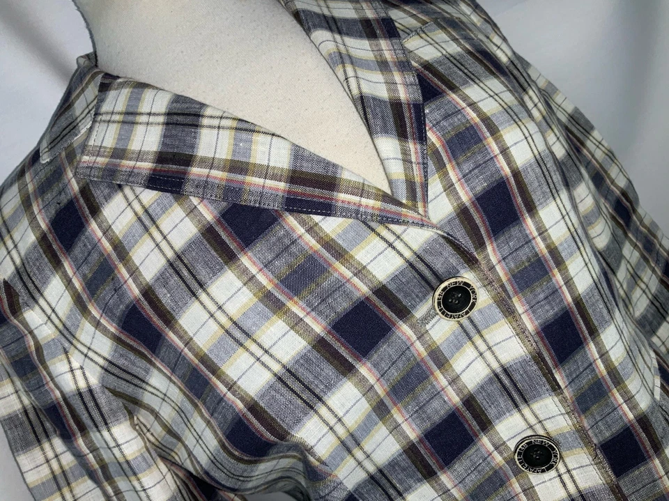 Lafayette Blazer куртка Sz 2 P желтовато-коричневый синий клетку все льняное 2B LNWOT YGI L0-130 - Изображение 3 из 4