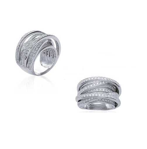 Créoles Multi-Rangs Diamètre 4CM En Argent Massif 925/000 Rhodié
