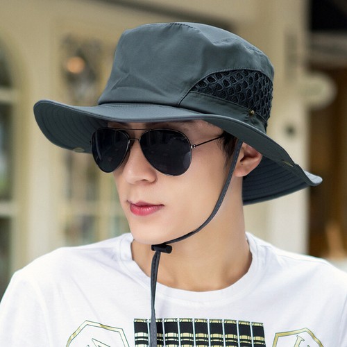Mens Mesh Boonie Bush Hat Wide Brim Sun 