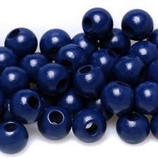 50 Pieces Blue Wooden Macrame Beads 20mm with 8mm Large Hole, Wood Navy 2