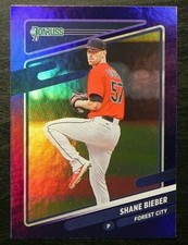 2021 Donruss Holo PURPLE TEAM NICKNAME VARIATION #183 Shane Bieber Forest City