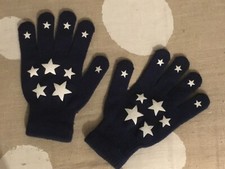 BNW/oT Kids Navy Blue White Star Magic Gloves Approx 7-12 years