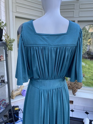 Vintage 1970s Joy Stevens Teal Long Maxi Boho Dress 8-10 Uk - Picture 14 of 14
