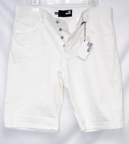 $265 Love Moschino sz 32 Men Denim Cotton Off White Shorts Jeans Gift Comfy NWT - Picture 1 of 11