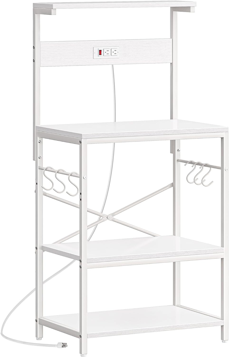Kitchen Bakers Rack with Power Outlet, Coffee Bar Table 4 Tiers, Microwave Stand