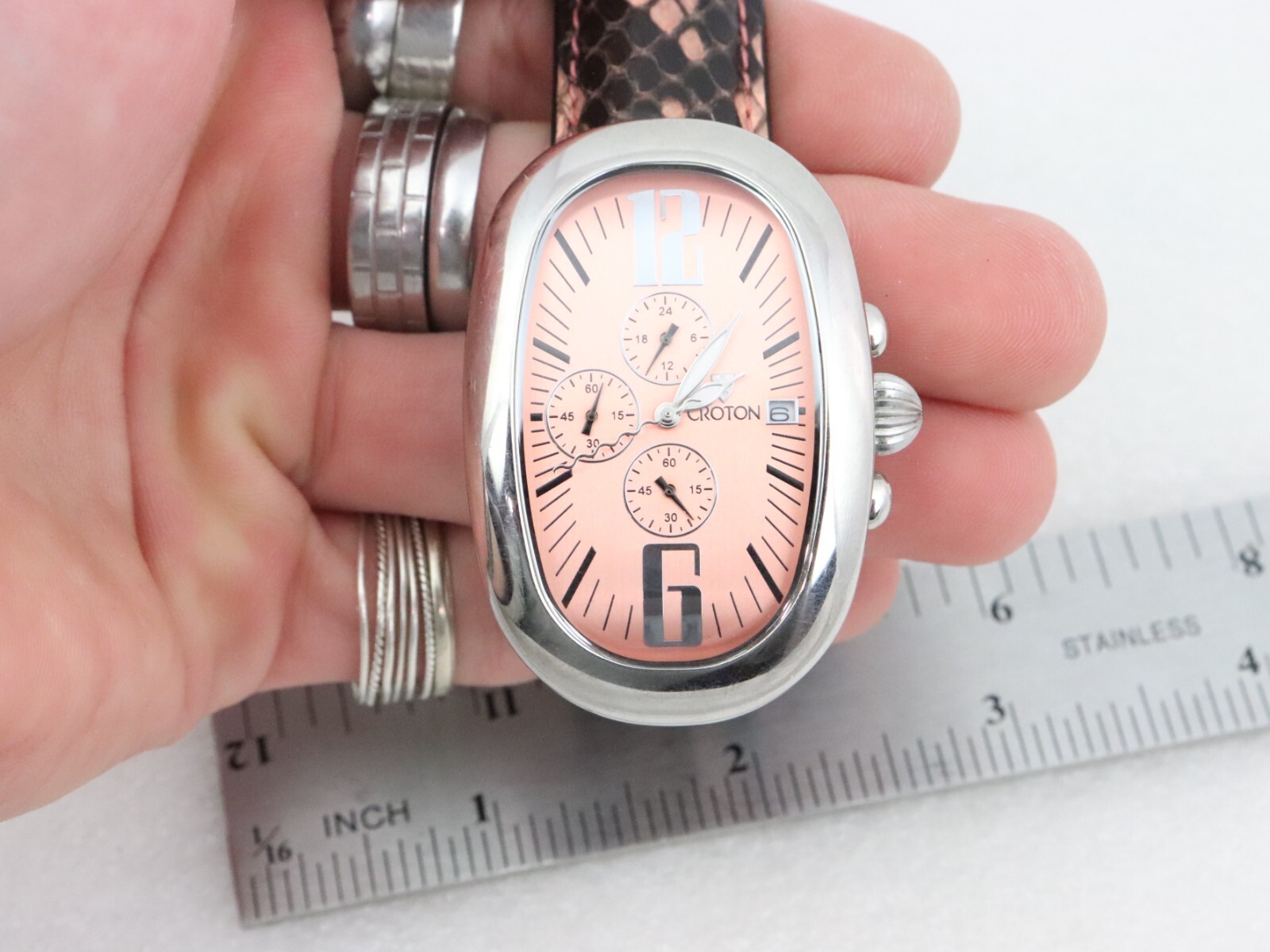 NEW BATT. Croton Crotalus Python Leather Chronogr… - image 17