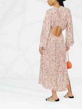 Vince M Womens Dress Lotus Shell Dahlia Print Back Cut Out Double V Midi 425