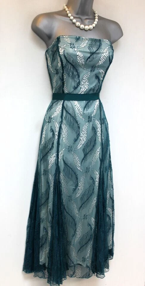 Stunning Strapless Coast Jade Lace Belted Evening Occasion Dress 10