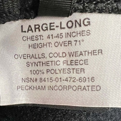 US Army Fleece Coveralls Cold Weather Mountain Pro GI By Polartec New W/Tags - Picture 9 of 9