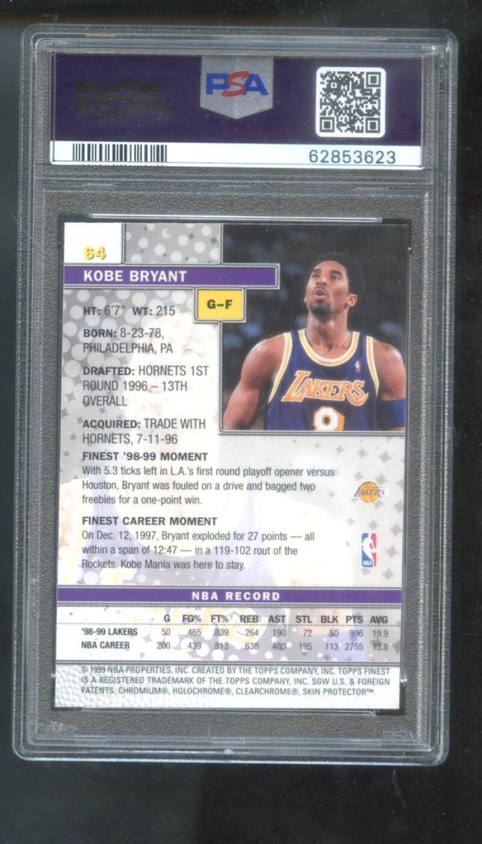 1999-00 Topps Finest #64 Kobe Bryant PSA 8 Graded Basketball