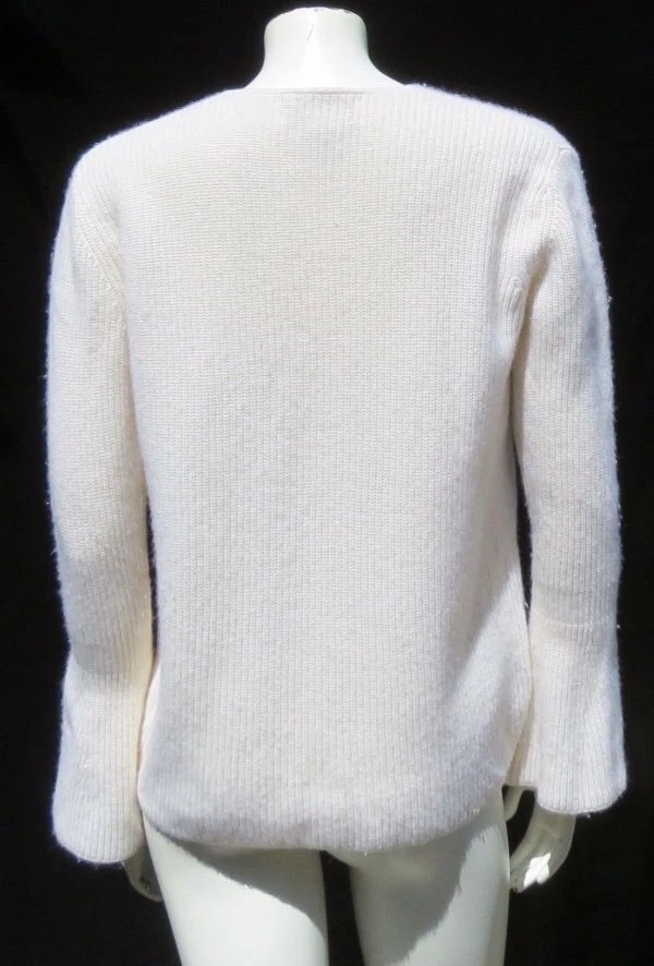 Suéter $279 NORDSTROM Signature Marfil Cachemira Grueso Acanalado Tejido Campana Slv EE. UU. L Foto 3 de 4