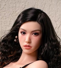 Realistic Silicone Sex Doll Head Real Oral Mobile Jaw Sex Tongue Implanted Hair