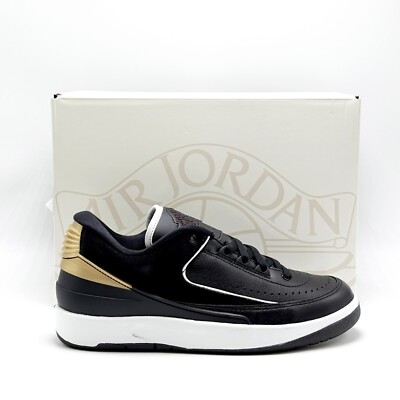 Size 11.5 - Air Jordan 2 Retro Low Black Metallic Gold W for sale