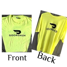 DoorDash Front  Back Food Delivery Driver NEON GREEN Short Sleeve 2XL Shirt