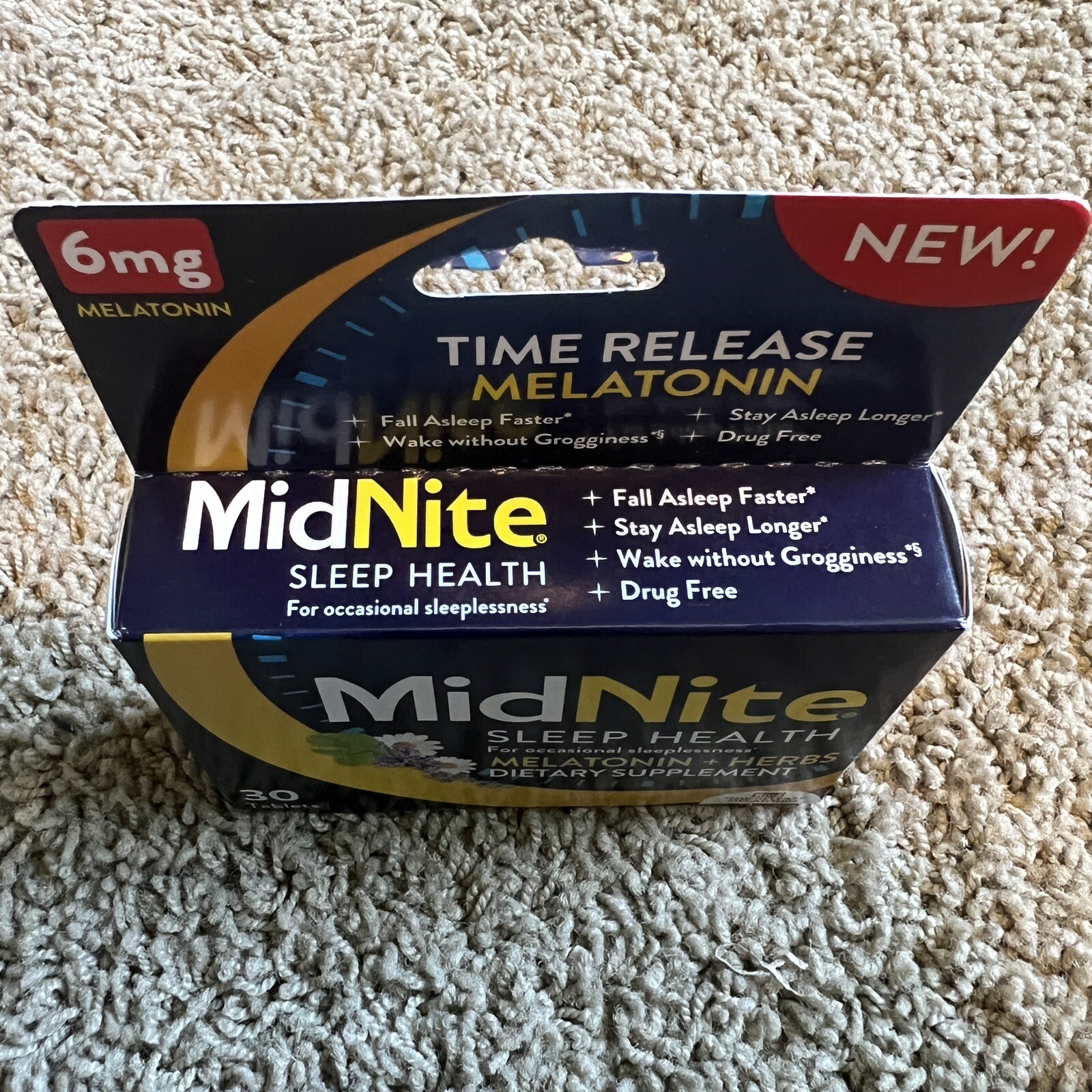 MidNite SLEEP AID SLEEP HEALTH 6mg Time Release Melatonin + Herbs 30