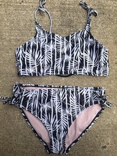 Thereabouts Tropical 2 Piece Swim Set Girl's Size 14 Black And White