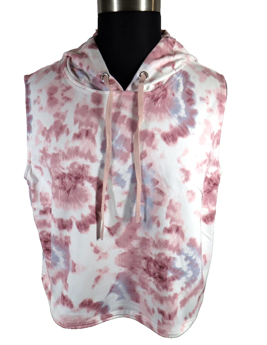CCX Plus Size 20 Berry Tie Dye Sleeveless Cropped Hoodie