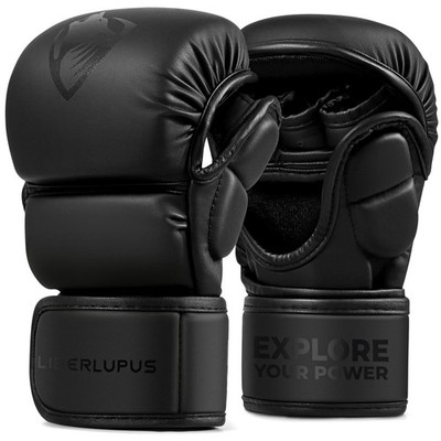 LIBERLUPUS MMA Gloves for Men   Punching Bag Gloves for Men, Open Palm Tra