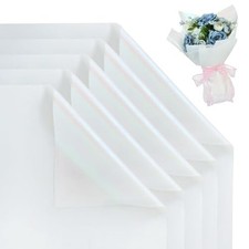 20 PCS White Floral Wrapping Paper 1 Count Pack of 20 Iridescent-White