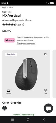 Logitech MX Vertical Advanced Ergonomic Wireless/Bluetooth/  4000DPI