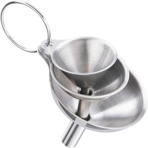 Stainless Steel 3-Piece Mini Funnel Set with Storage Ring – Ideal for Essential
