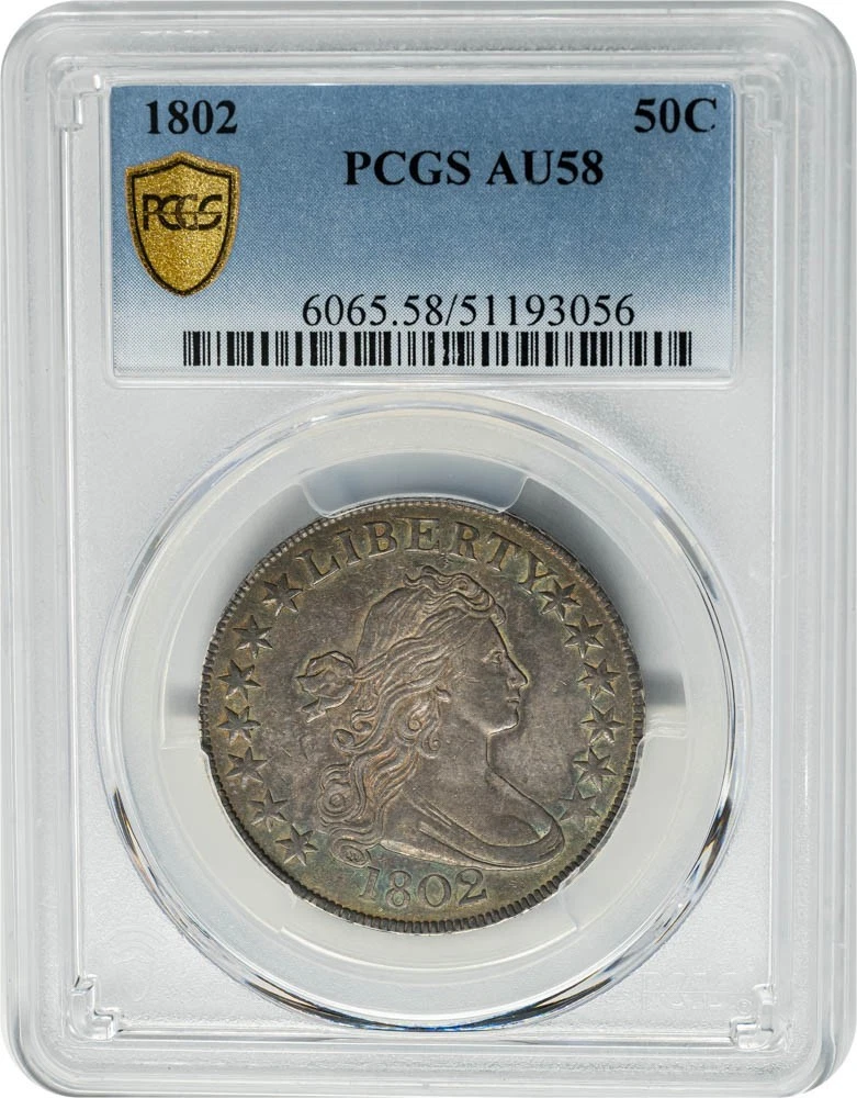 1802 Draped Bust Half 50c O-101 R.3 AU58 PCGS Secure 944702-1