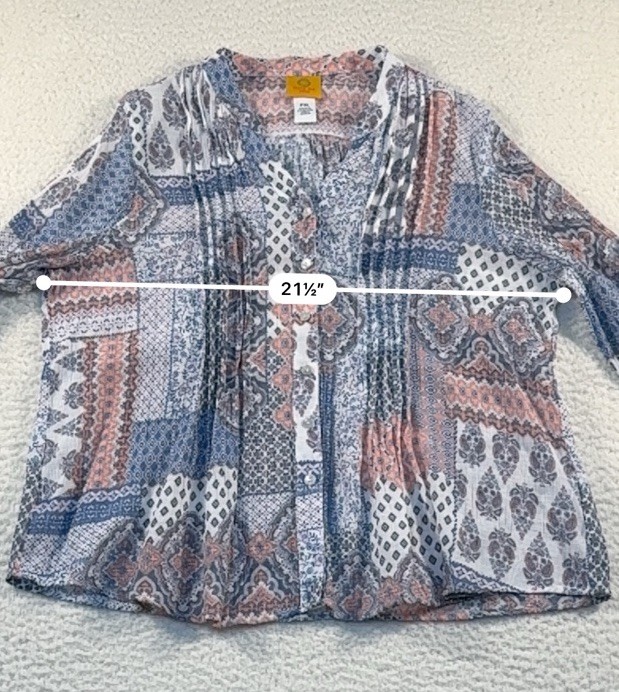 Ruby Rd. Patchwork Blouse PXL Boho Pintuck Pleate… - image 7