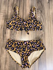 Old Navy Girls Two Piece Bathing Suit XL Cheetah Print