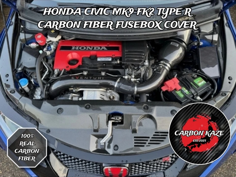 CARBON KAZE CARBON FIBER ENGINE BAY FUSEBOX COVER - HONDA CIVIC MK9 FK2 TYPE R - Image 2 of 4