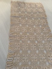 VTG Off White Beige Crochet Lace Table Runner Rectangle Dresser Doily 35 X 16