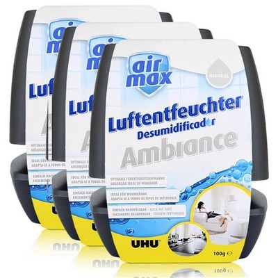 3x Uhu Air Max Ambiance 100g, anthrazit Luftentfeuchter