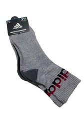 ADIDAS Cushioned High Quarter Socks Men  s 6-12 Arch Support Aeroready 3-Prs