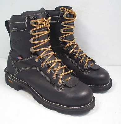DANNER MEN'S 9 D BLACK 8'' QUARRY USA LACE UP WORK BOOTS ALLOY TOE