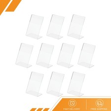 10 x Slant Back Acrylic Sign Holder 3.5"x2.4" Clear Sign Display Vertical Stand