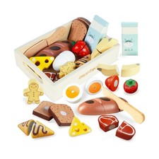 Wooden Bakery Toy Food Breakfast Set for Kids,Pretend Play Food Kit... Fast Ship