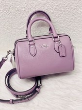 NWT COACH Mini Rowan Crossbody Bag In Pebble Leather Silver/Jasmine CW328