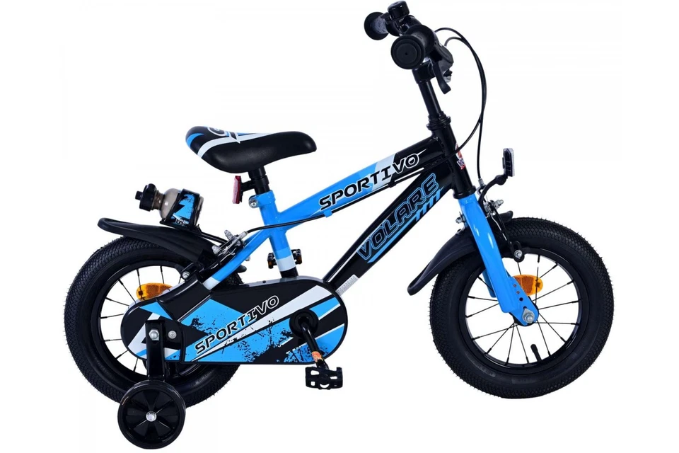 Volare Sportivo Kinderfahrrad für Jungen - 12 Zoll in Blau Schwarz mit Zweihandb