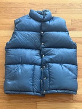 Vintage The North Face Brown Label Down Blue Puffer Vest Minor repair / stains L