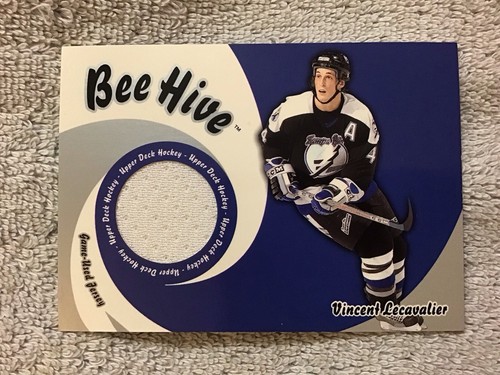 2003-04 Upper Deck Bee Hive VINCENT LECAVELIER Game Used Jersey Lightning - Picture 2 of 3