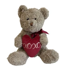Cute Teddy Bear Plush Stuffed Animal with Red XOXO Heart Valentine Gift Toy