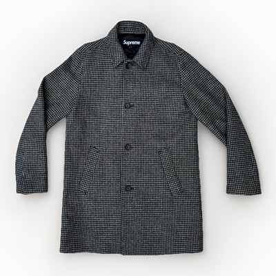 FW13 Supreme NYC Loro Piana Houndstooth Trench Coat (Black/ White