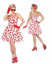 Kleid mit Petticoat, Kirschenmuster, 50er/60er/70er Jahre Stil, Größe M