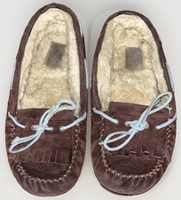 UGG Australia Dakota 5612 Moccasin Slippers Brown Suede Blue Lace Womens 8