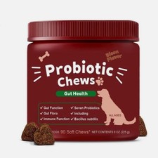 Bison Flavor - 90 Soft Chews Gut Health Dog Gut Function NEW Probiotic Chews
