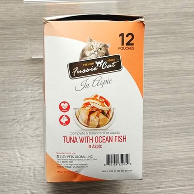 Fussie Cat Tuna Ocean Fish in Aspic 12 Pouches Omega 3 Premium Cat Food 12 Pack