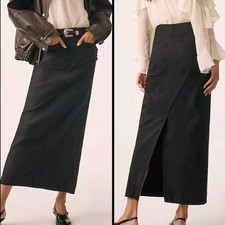 Maeve Colette by Anthropologie Black Utility Maxi Skirt Front Patch Pockets M