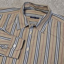 Vintage Burberry London Nova Check Stripe Button Down Shirt Mens L Made USA