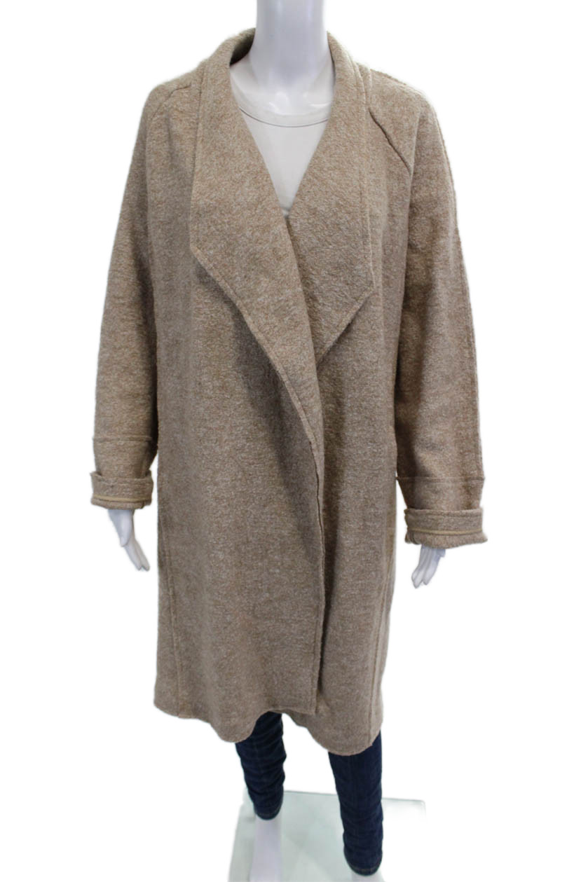 Tahari Women Overcoat Beige Wool Viscose Collared Long Sleeve Size XLFree Shipping in US $100+ Orders | $6.95 Orders Below